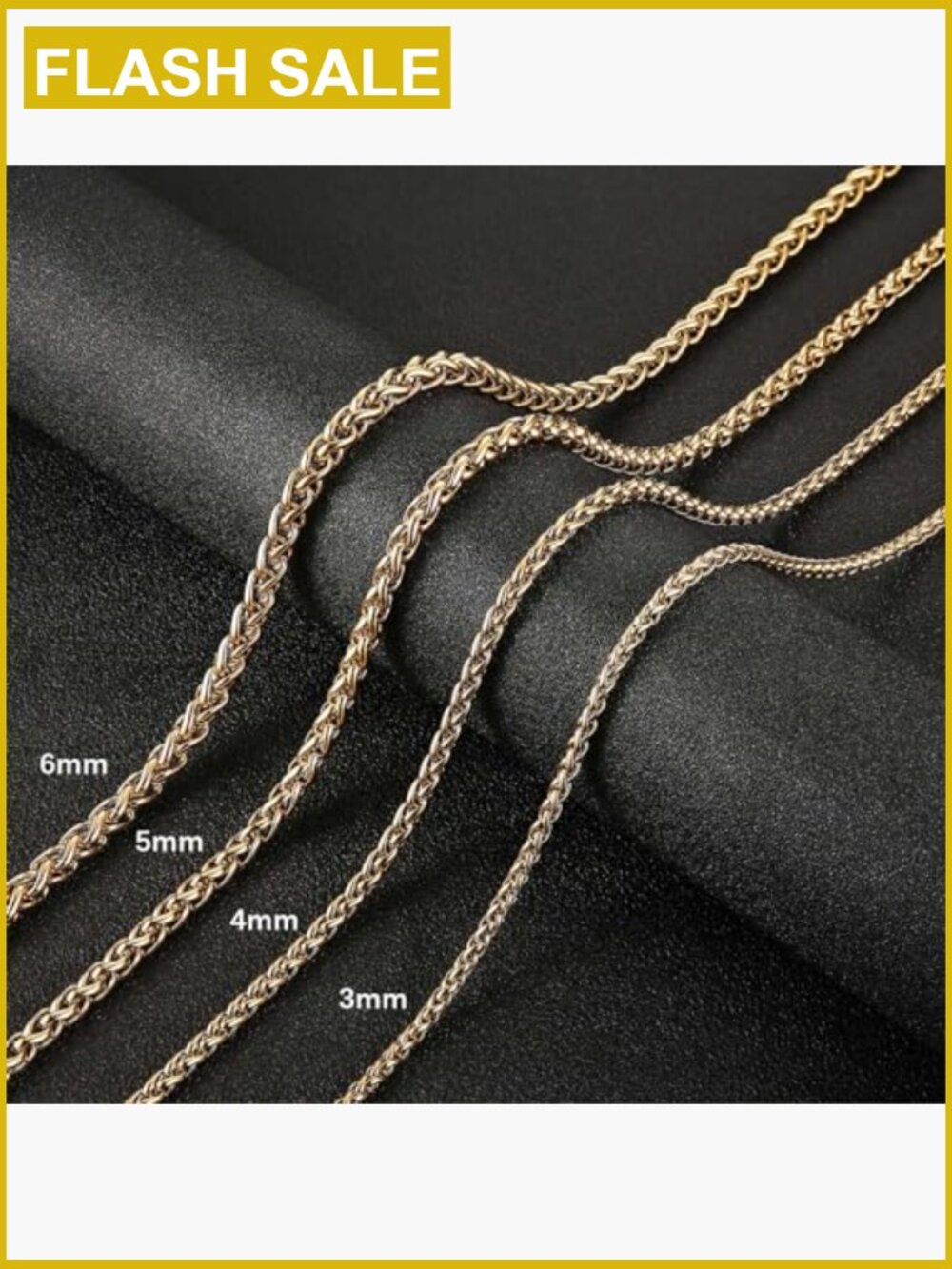 3mm Stainless Steel Wheat Chain Necklace Lobster Claw Clasp 16-36in - Picture 3 of 7